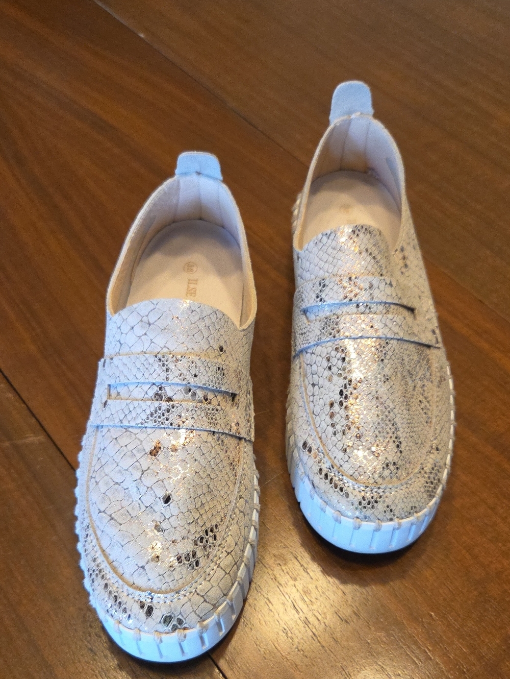 Ilse Jacobsen Metallic Animal Print Tulip Loafer Size 38